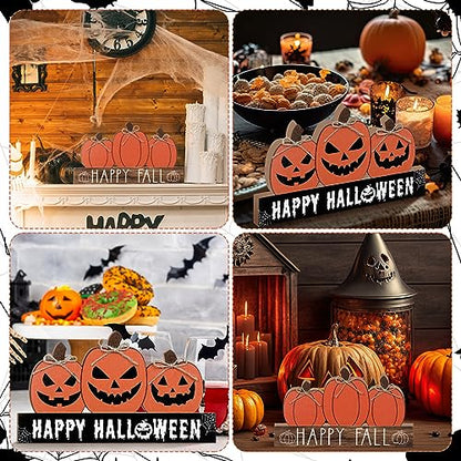 Happy Fall and Halloween Wooden Pumpkin Sign Office Home Decor - style: Pumpkin