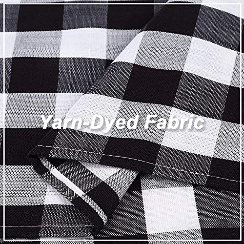 Amzdecor Black White Buffalo Plaid Valance Semi Sheer Cafe Curtain 55"x15" - color: Black/White
