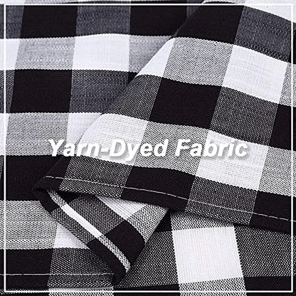 Amzdecor Black White Buffalo Plaid Valance Semi Sheer Cafe Curtain 55"x15" - color: Black/White