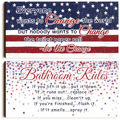 Jetec 2 Pcs Funny Bathroom Signs Wall Decor Farmhouse,Independence Day - style: Independence Day