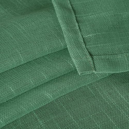 YoungsTex Green Linen 주방 창문 커튼 101.6cm(40인치) 길이 - 뒷면 탭 로드 포켓이 있는 작은 세미 시어 드레이프 경량 카페 욕실 창문용, 패널 2개, 86.4 x 101.6cm(34 x 40인치) - color: 초록색., size: 34"W x 40"L (Pack of 2)