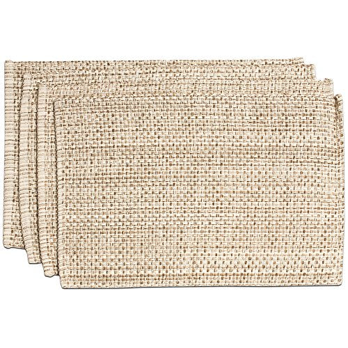 Sweet Home Collection 100% Cotton Placemats for Dining Room Rectangle Two Tone Woven Fabric 13" x 19" Soft Durable Table Mat Set, Set of 4, Eggshell - color: Eggshell, size: Rectangle 13" x 19"