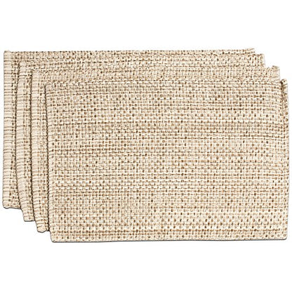 Sweet Home Collection 100% Cotton Placemats for Dining Room Rectangle Two Tone Woven Fabric 13" x 19" Soft Durable Table Mat Set, Set of 4, Eggshell - color: Eggshell, size: Rectangle 13" x 19"
