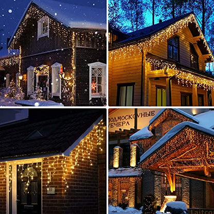 300 LED Icicle Lights,33FT Icicle Christmas Lights Warm White - color: Warm White