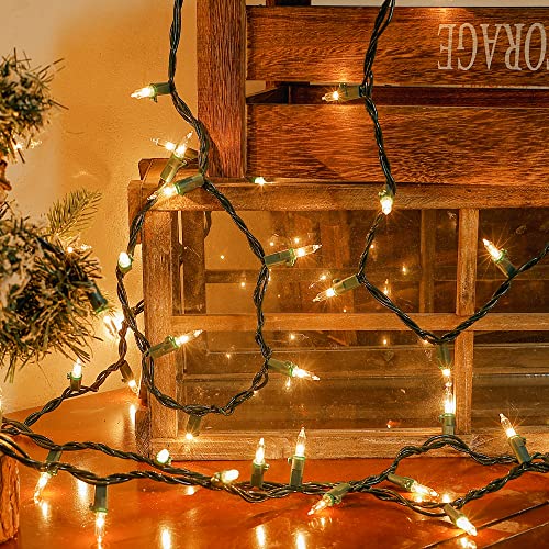 Warm White Christmas Mini Lights, 23FT 100 Count with Green Wire - color: Warm White,Green Wire