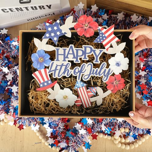 Wood Wreath for Front Door Porch Window Wall Hanging Decor (Patriotic) - style: Patriotic