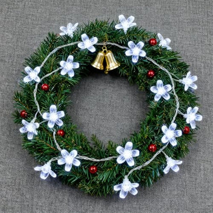 USB/Battery Powered 10ft 30 LED Cool White Fairy Cherry Flower String Light - color: White