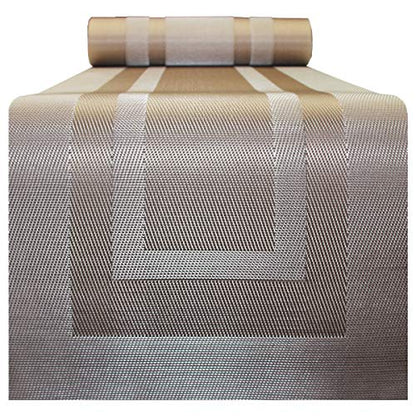 PIGCHCY Placemats with Matching Table Runner,Heat Resistant Vinyl Woven Washable Table mats Sets (6 Placemats+1 Table Runner,Champagne) - color: Box: Champagne, size: 6 Placemats + 1 Table Runner