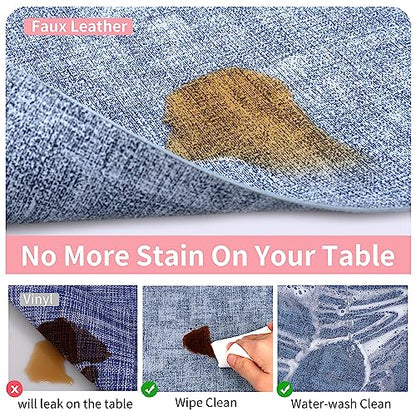 Maxpearl Faux Leather Placemats Set of 6, Easy to Clean, Blue - color: Retro Blue