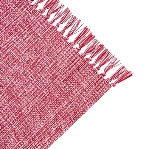 Cotton Placemats Set of 6-13x19 Inch, Woven Chambray Place Mats, Durable & Elegant for Dining Table, Wedding, Restaurant, Machine Washable, Oeko-TEX Certified -Winery/Red - color: Winery Red - Chambrey