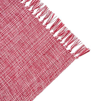 Cotton Placemats Set of 6-13x19 Inch, Woven Chambray Place Mats, Durable & Elegant for Dining Table, Wedding, Restaurant, Machine Washable, Oeko-TEX Certified -Winery/Red - color: Winery Red - Chambrey
