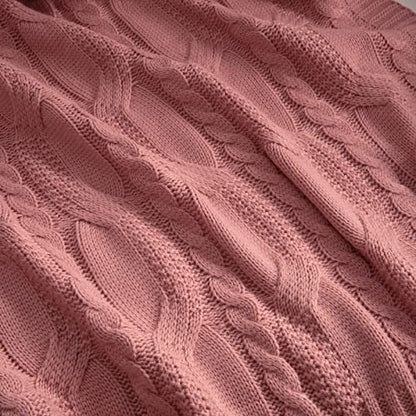 Aormenzy Dusty Pink Knit Throw Blanket, 50" x 60" - color: Dusty Pink, size: 50" x 60"