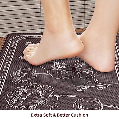 Kitchen Floor Mat Set of 2, Anti Fatigue Kitchen Mat 17"x59"+17"x29" - color: Brown, size: 17"x59"+17"x29"