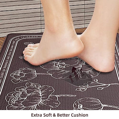 Kitchen Floor Mat Set of 2, Anti Fatigue Kitchen Mat 17"x59"+17"x29" - color: Brown, size: 17"x59"+17"x29"