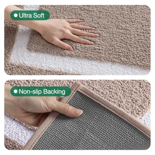 LUMI Bathroom Rug, Non Slip Absorbent Bath Mat, Dark Beige, 24"x36" - color: Dark Beige, size: 24"x36"