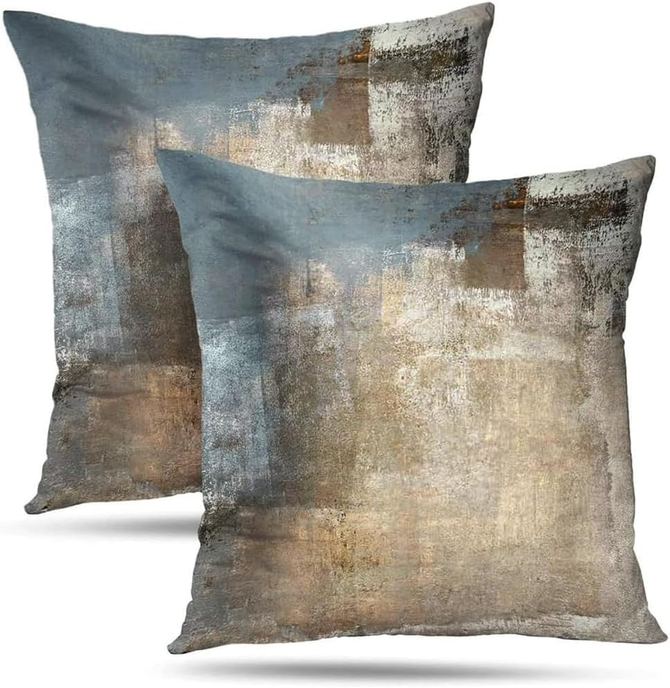 Throw Pillow Covers for Couch, 24x24 Inch, Set of 2, Beige Grey - color: Grey and Beige, size: 24" x 24" (Pack of 2)