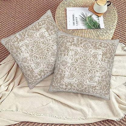 Brown Beige Carpet Boho Pillow Covers 16x16 Set of 2 - color: Brown Beige, size: 16" x 16" (Pack of 2)