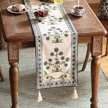 Patdrea Designer Elegant French Linen Table Runner,12"X71"-Ivar B - color: Ivar B Linen, size: 12"*71"