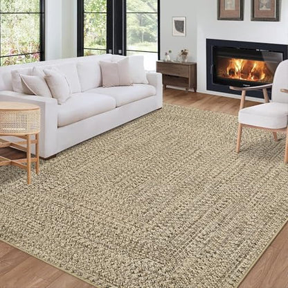 ROYHOME Machine Washable Rug 4x6 Print Braided Area Rugs - color: Linen, size: 4' x 6' (Rectangular)