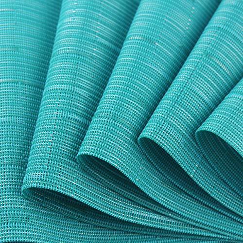 PIGCHCY Placemats,Durable Heat Resistant Placemats for Dining Table,Washable Woven Vinyl Kitchen Placemats Set of 4 (18 x 12 inches, Turquoise) - color: C: Blue Turquoise, size: 4 Placemats