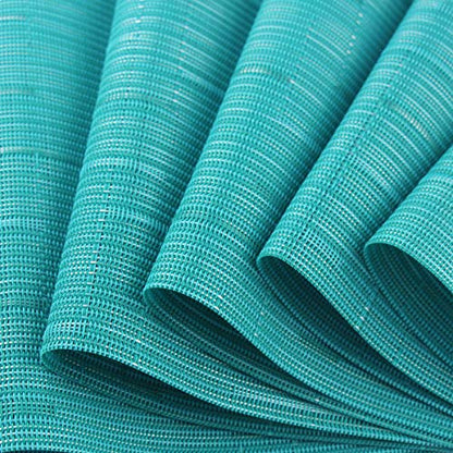 PIGCHCY Placemats,Durable Heat Resistant Placemats for Dining Table,Washable Woven Vinyl Kitchen Placemats Set of 4 (18 x 12 inches, Turquoise) - color: C: Blue Turquoise, size: 4 Placemats