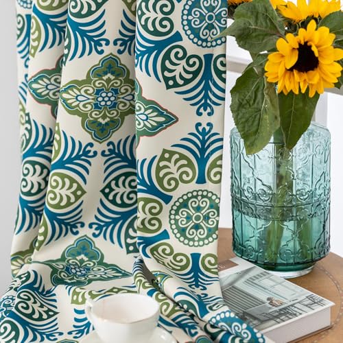 Blackout Curtains for Bedroom, Geometry Window Drapes 63 Inch Length for Living Room, Thermal Insulated Grommet Curtains, 2 Panels - color: Geometry, size: 52"W x 63"L (Pack of 2)