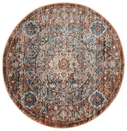 SAFAVIEH Bijar Collection 4' Round Brown/Rust BIJ652D Traditional Oriental Distressed Living Room Dining Bedroom Foyer Area Rug - color: Brown/Rust, size: 4' (Round)