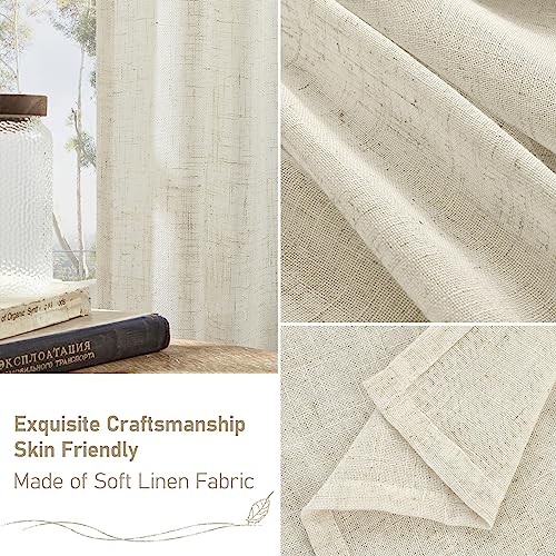 LAMIT Short Kitchen Window Semi Sheer Linen Curtains Over Sink 34x36 Inch - color: Natural, size: 34"W x 36"L (Pack of 2)