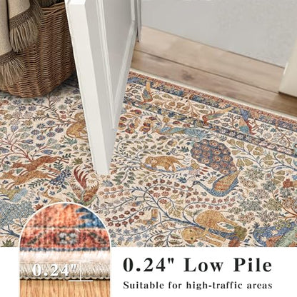 6ft Round Rug Circular Animal Print Area Rug Low Pile Indoor Rug - color: Beige, size: 6' (Round)