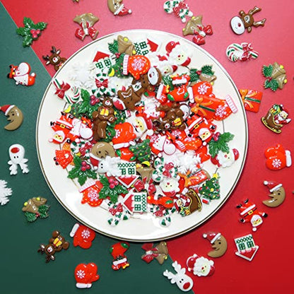 HADDIY Christmas Resin Charms for Crafts,100pcs Flatback Slime Beads Decor