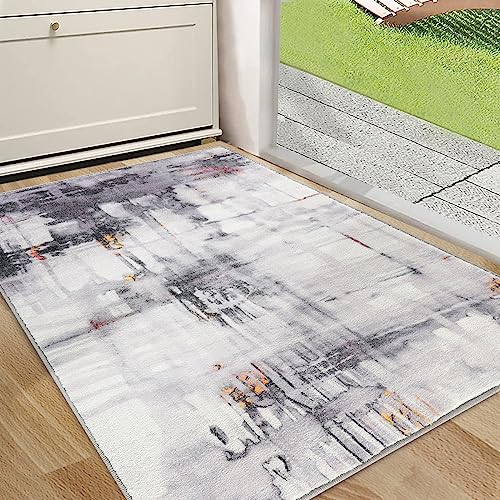 CRISTGEE Door Mat, Front Indoor Door Mat Faux Wool Non-Slip Entryway Rug Absorbent Abstract Throw Rug for Indoor Entrance Hallway Laundry Room, High Traffic Areas, 36X60 Inches, Washable - color: Multi Color, size: 3' x 5' (Rectangular)