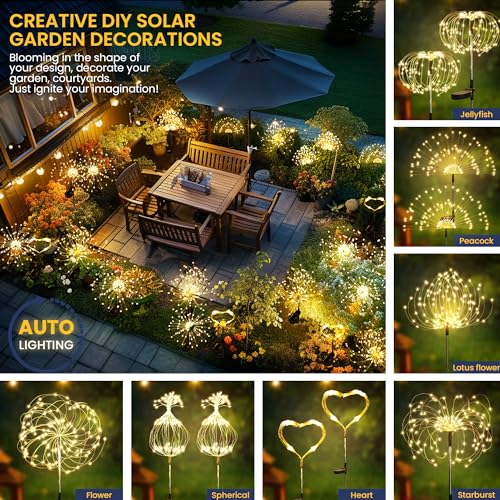 GIGALUMI 6 Pack Solar Firework Lights Outdoor, Garden Decor, Warm White - color: Warm White, size: 6 PACK