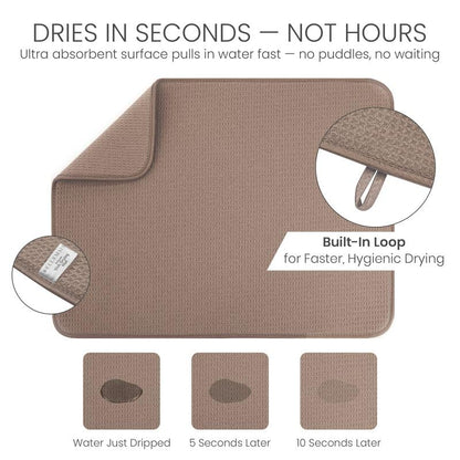 Bellemain Dish Drying Mat, Drying Matt Kitchen Counter, 17 x24 Inch -Mocha - color: Mocha, size: 17" x 24"