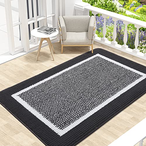 Colorxy Indoor Door Mat, Non-Slip Absorbent Resist Dirt Entrance Mat, Sturdy Low-Profile Inside Floor Carpet Mats, Washable Front Entry Doormats for Entryway, 48''x32'', Dark Grey - color: Dark Grey, size: 48''x32''