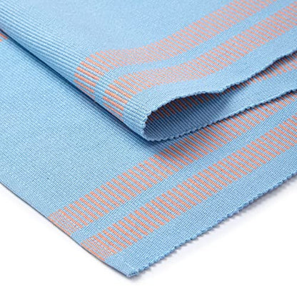 Encasa XO Table Runner, Yarn Dyed Ribbed Cotton 13"x72" - color: Ladder Blue, size: 13x72 in