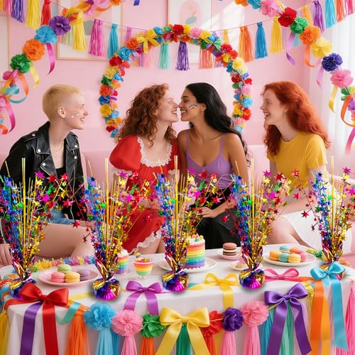 FUBININA Birthday Table Centerpiece Party Decoration Colorful Foil Tabletop