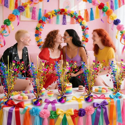 FUBININA Birthday Table Centerpiece Party Decoration Colorful Foil Tabletop