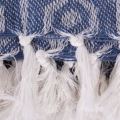 DII Modern Cotton Geometric Blanket Throw with Fringe for Chair, Couch, Picnic, Camping, Beach, & Keep Cozy with Everyday Use, 50x60, French Blue - color: French Blue, size: 50x60"