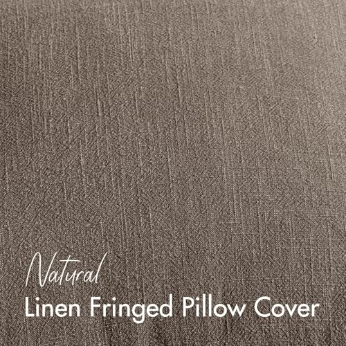 24x24 Inch Set of 2 Euro Linen Fringe Throw Pillow Covers,Coffee - color: Coffee, size: 24" x 24" (Pack of 2)