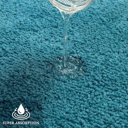MIULEE Teal Bathroom Runner Rugs Soft Microfiber Bath Mat 16x48 Inch - color: Teal, size: 1'4" x 4' (Rectangular)