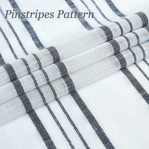 SXZJTEX Striped Cafe Kitchen Curtains Tiers 36 Inch Blue White Linen - color: Blue, size: 27"W x 36"L (Pack of 2)