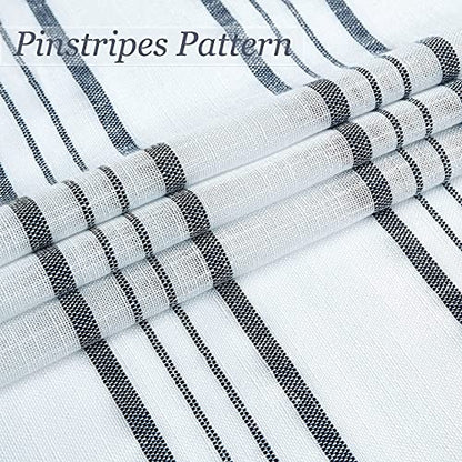 SXZJTEX Striped Cafe Kitchen Curtains Tiers 36 Inch Blue White Linen - color: Blue, size: 27"W x 36"L (Pack of 2)