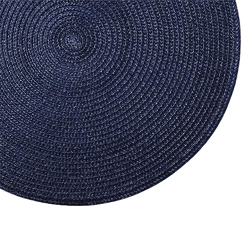 Round Placemats, Crossweave Heat Resistant Woven Round Place Mats Diameter 13.5 inch for Kitchen Table Set of 6 (Nautical Blue) - color: Nautical Blue