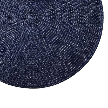 Round Placemats, Crossweave Heat Resistant Woven Round Place Mats Diameter 13.5 inch for Kitchen Table Set of 6 (Nautical Blue) - color: Nautical Blue