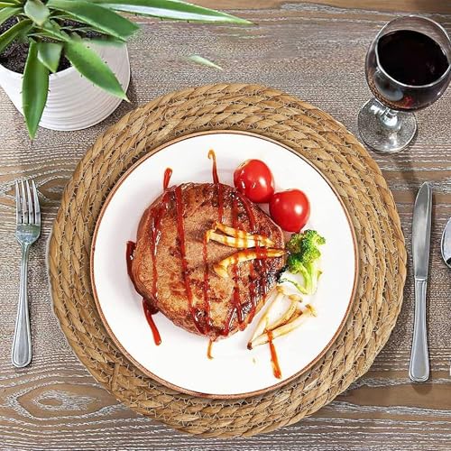 Woven Placemats Set of 4,12 Inch Medium Size Rattan Placemats Wicker Place MatsNatural Farmhouse Jute Braided Table Runnerfor Kitchen Countertops Medium Size Please Choose Carefully - size: 12 Inch 4PCS