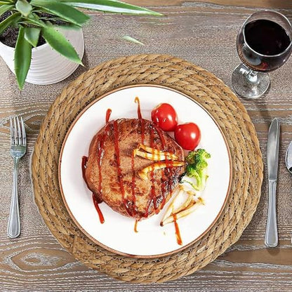 Woven Placemats Set of 4,12 Inch Medium Size Rattan Placemats Wicker Place MatsNatural Farmhouse Jute Braided Table Runnerfor Kitchen Countertops Medium Size Please Choose Carefully - size: 12 Inch 4PCS