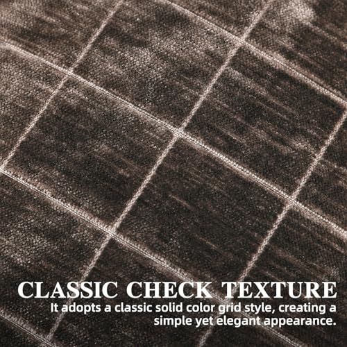 HPUK Checkered Throw Pillow Covers 18x18 Inch, Soft Cut Velvet, Set of 2 - color: Chenil Check-brown