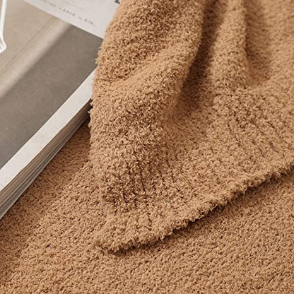 bearberry Knit Throw Blanket 50x60 Camel Super Soft Plush for Couch - color: Camel, size: Throw(50″x60″)