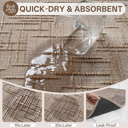 Bath Mat Non Slip,Quick Dry Bathroom Rug Under Door,16"x24",Brown - color: A- Brown, size: 16"x24"