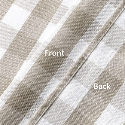 Amzdecor Linen White Buffalo Plaid Valance Semi Sheer Cafe Curtain 55"x15" - color: Linen/White